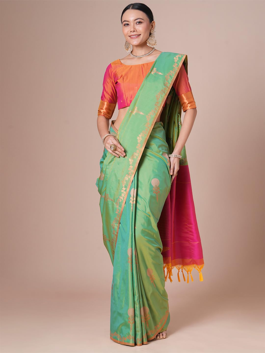Light Green Silk Paisley Saree