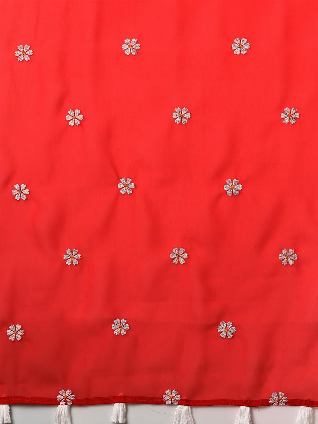 Red Georgette Embroidered Saree
