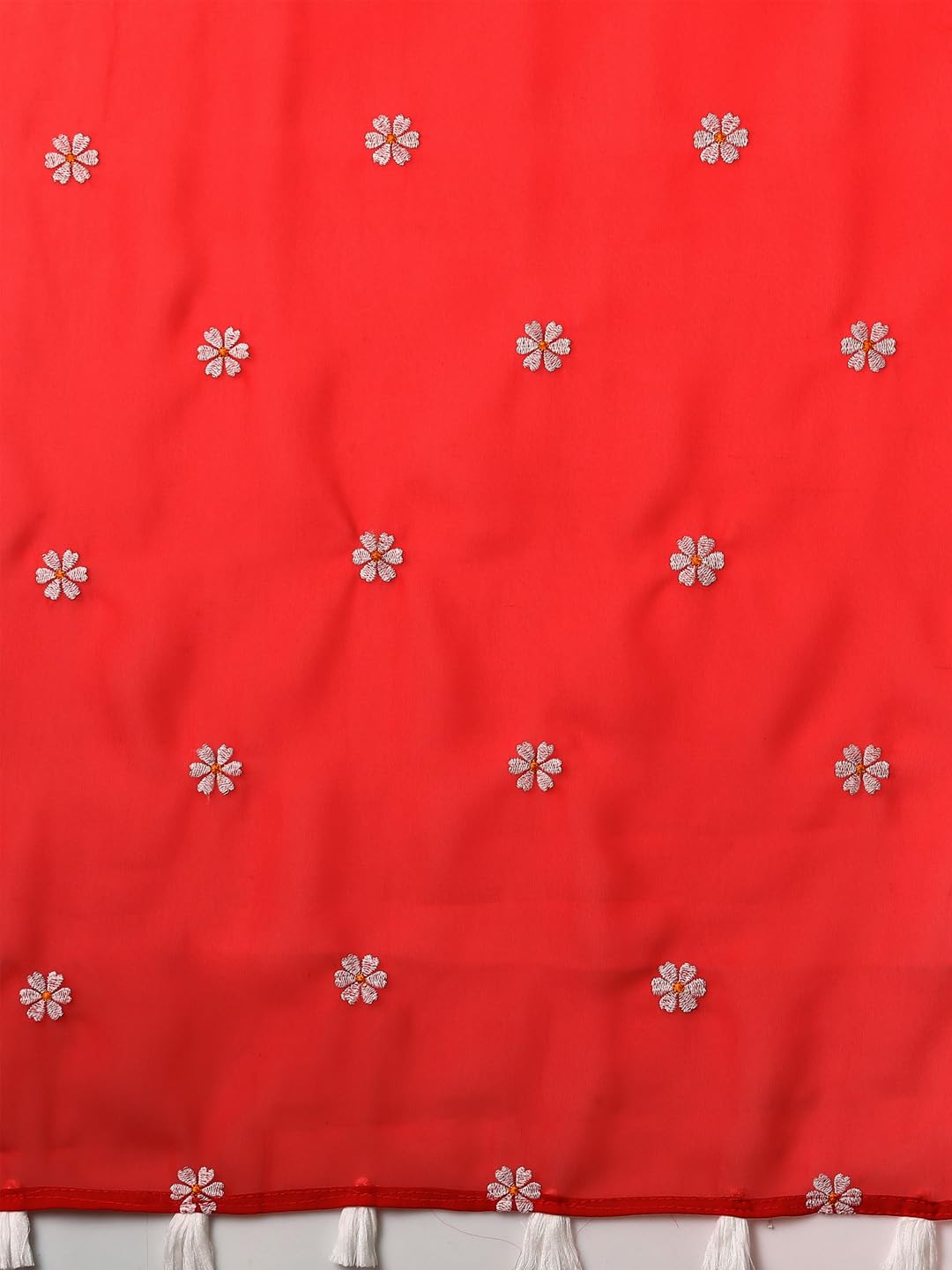Red Georgette Embroidered Saree