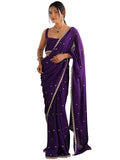 Purple Georgette Floral Saree