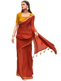 Orange Lightweight Cotton Saree, Soft Cotton Saree, office wear cotton saree Solid Saree