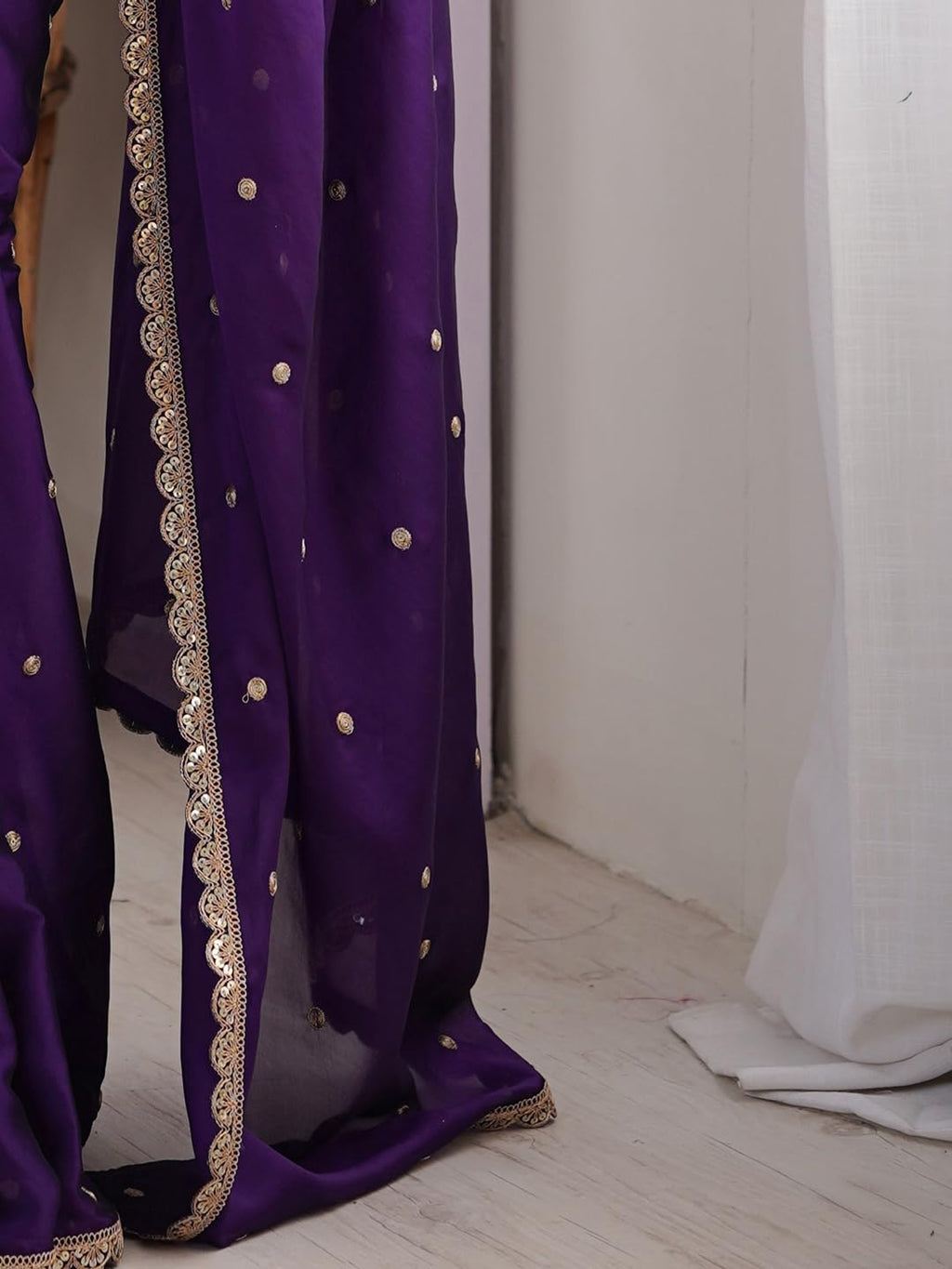 Purple Georgette Floral Saree