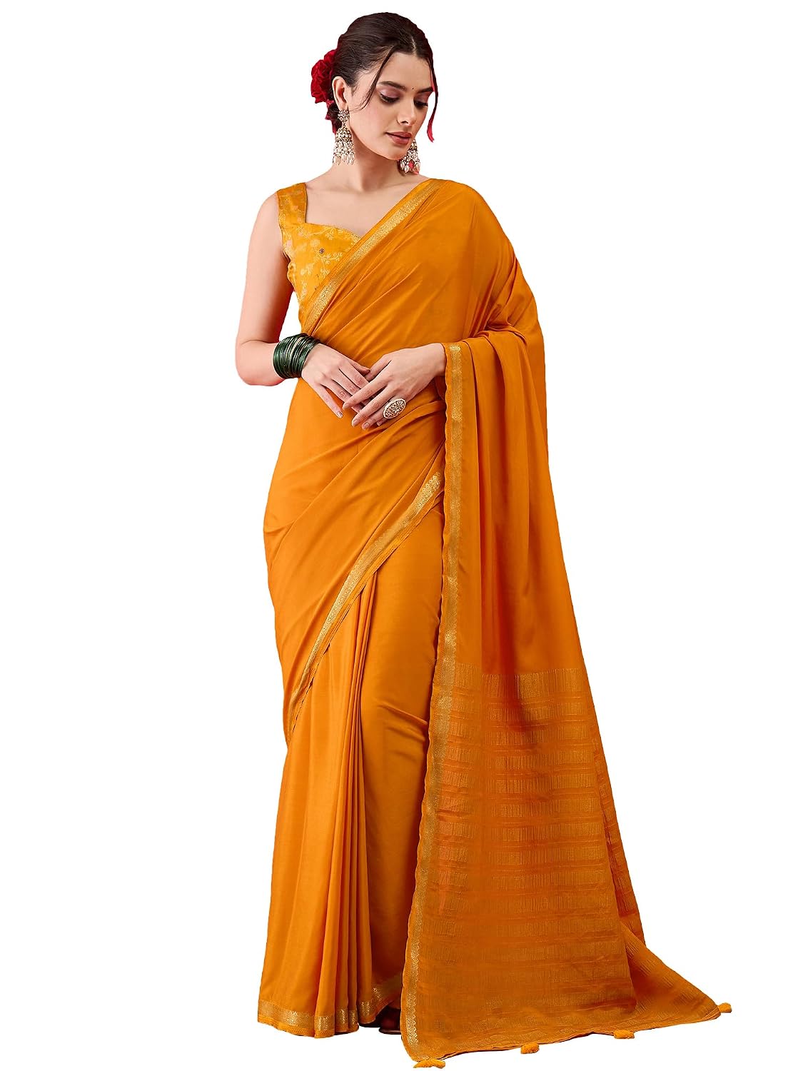 Maroon Cotton Paisley Saree - Yellow