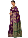 Maroon Banarasi Silk Ethnic Motif Saree - Wine