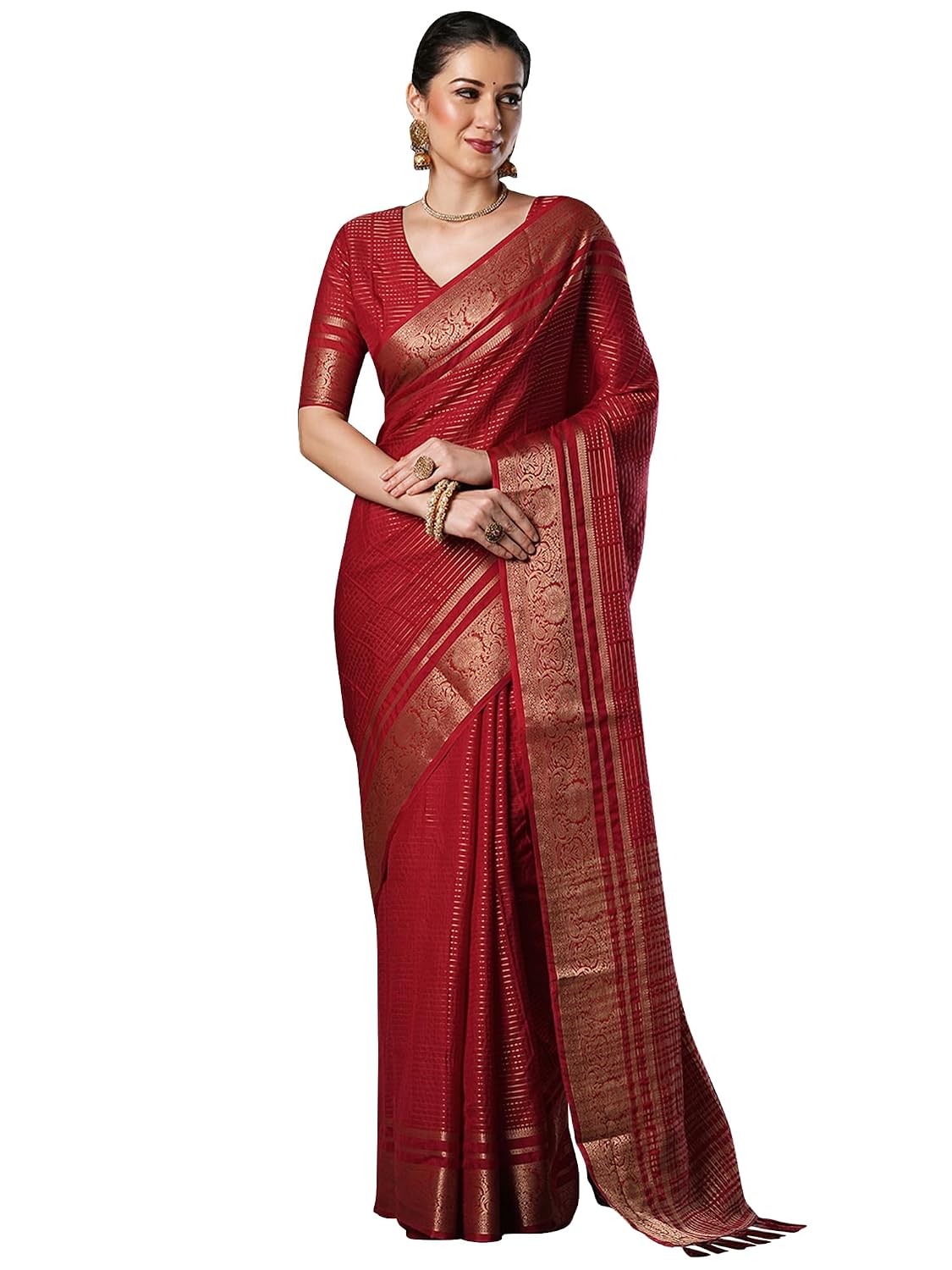 Maroon Rayon Paisley Saree