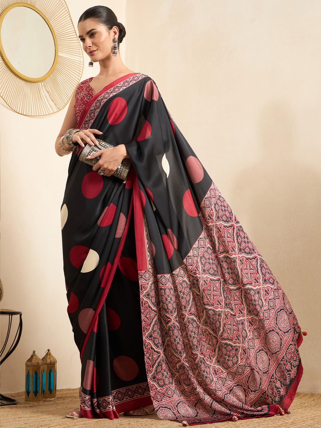 Black Silk Striped Saree
