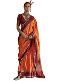 Orange Silk Paisley Saree - Orange
