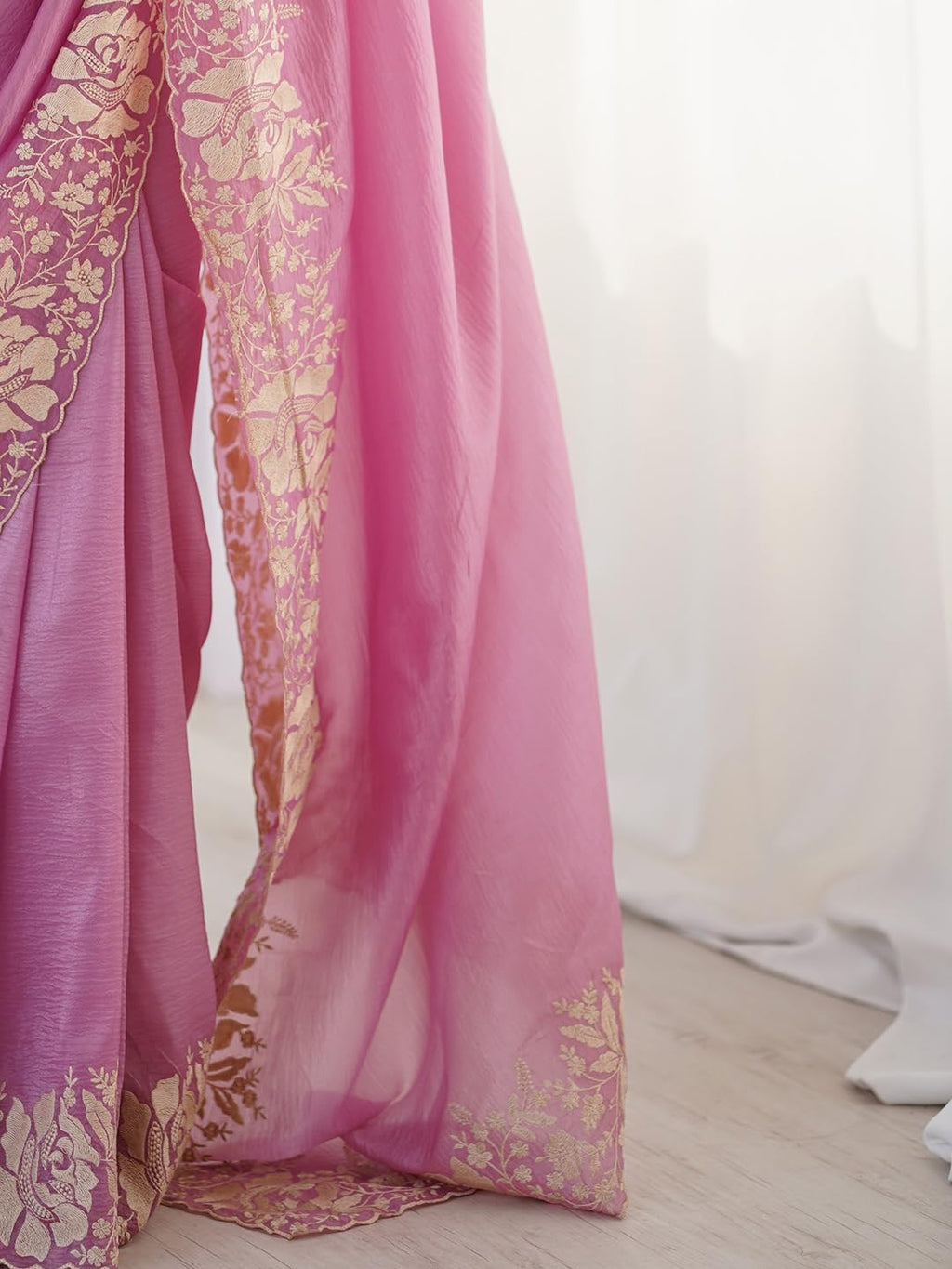 Purple Tissue Floral Saree