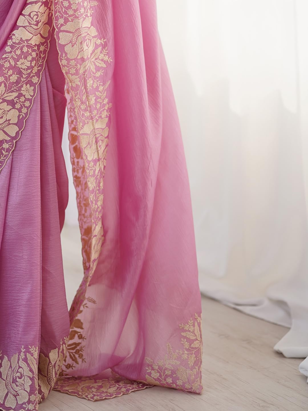 Purple Tissue Floral Saree