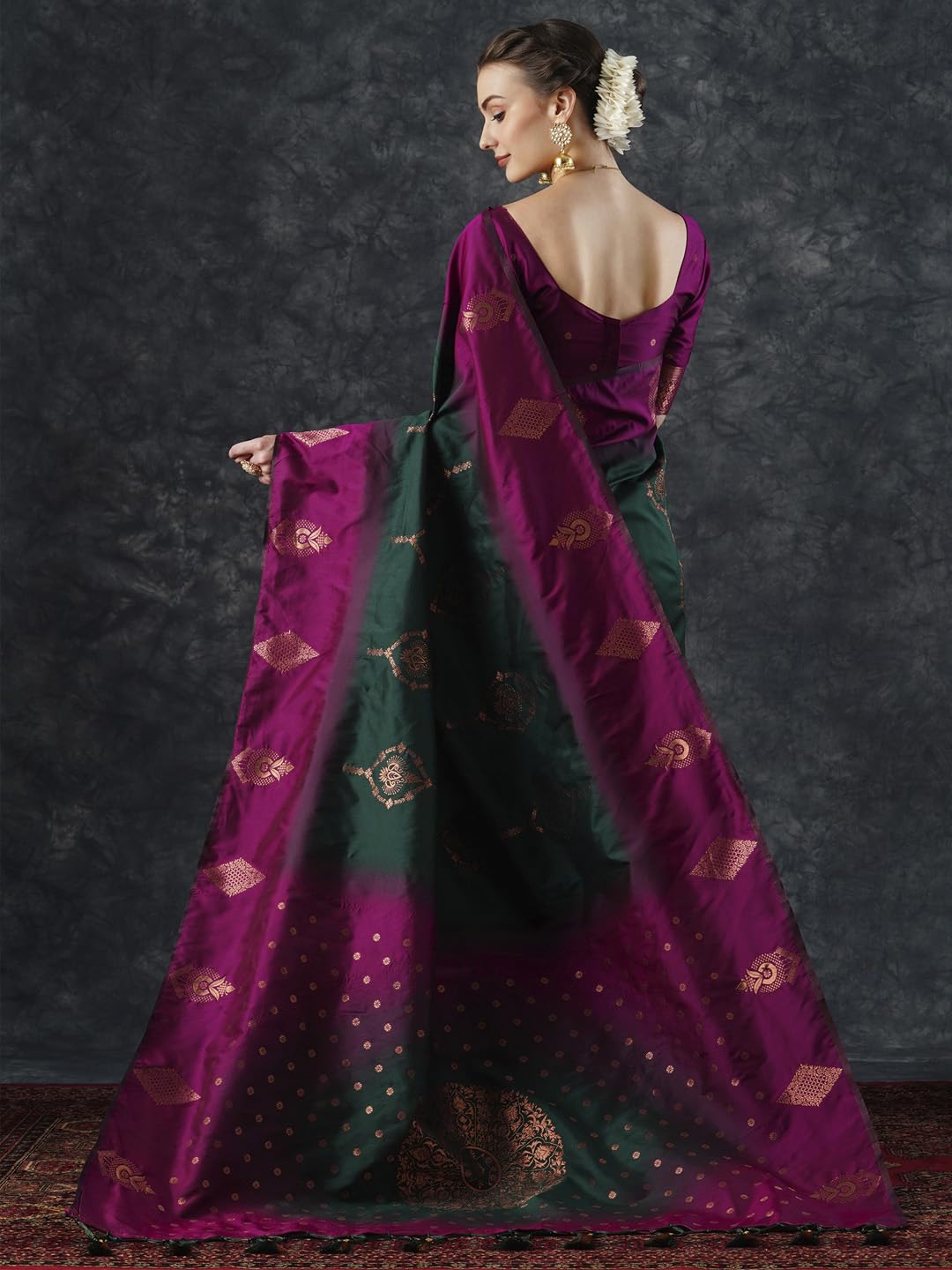 Green Silk Checkered Saree