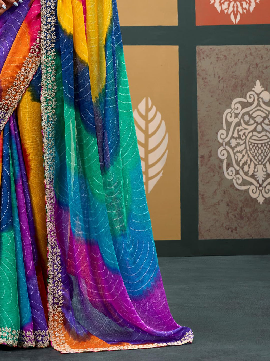 Multicolour Silk Checkered Saree