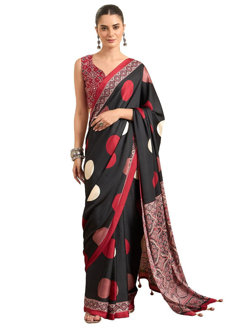 Black Silk Striped Saree