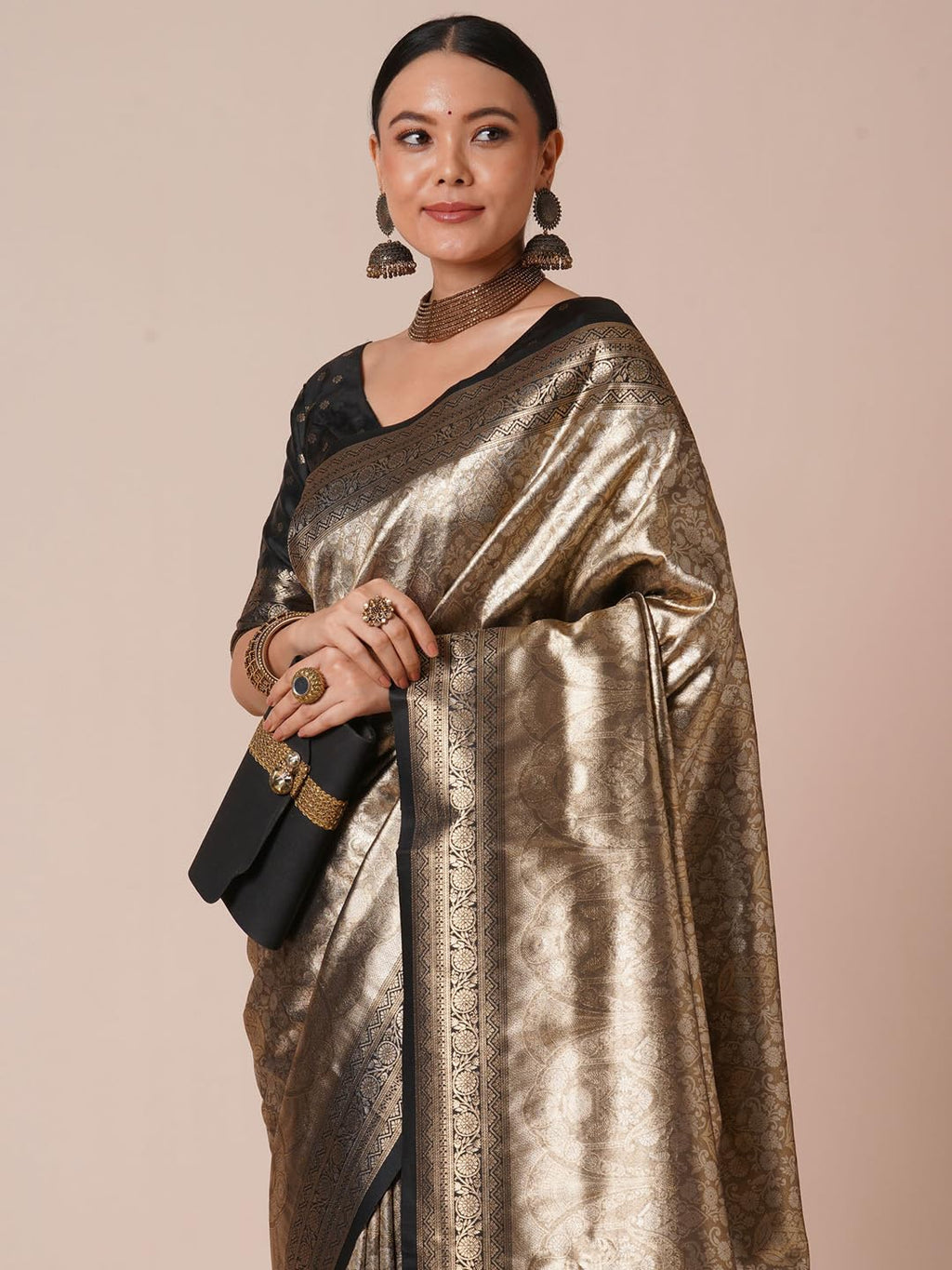 Olive Silk Stars Saree