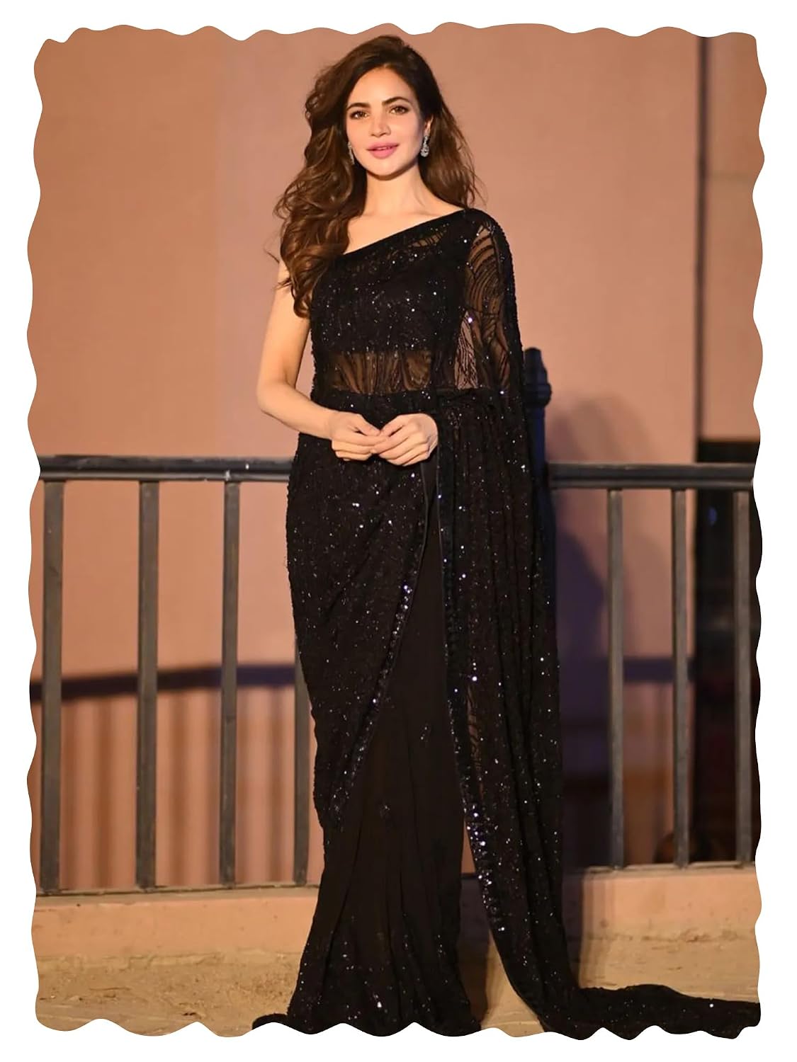 Black Georgette Embellished Saree