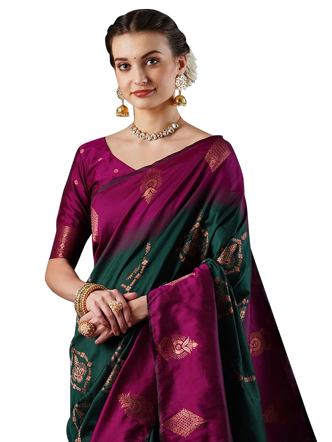 Green Silk Checkered Saree