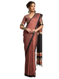 Maroon Crepe Striped Saree