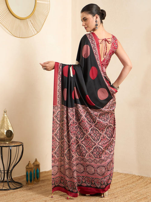 Black Silk Striped Saree