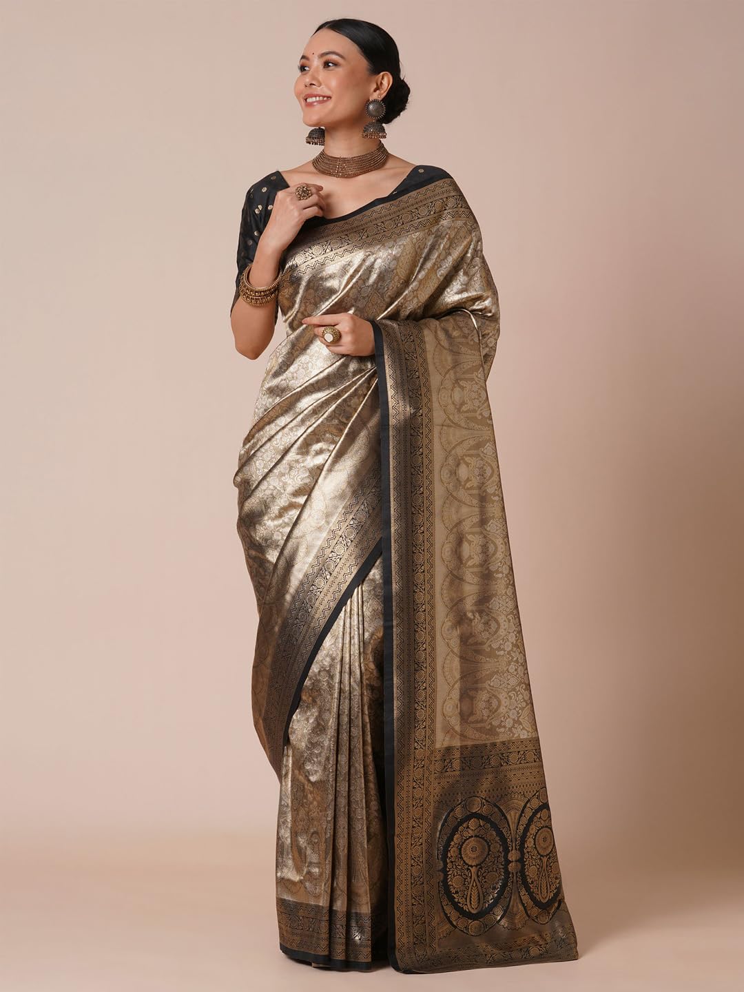 Olive Silk Stars Saree