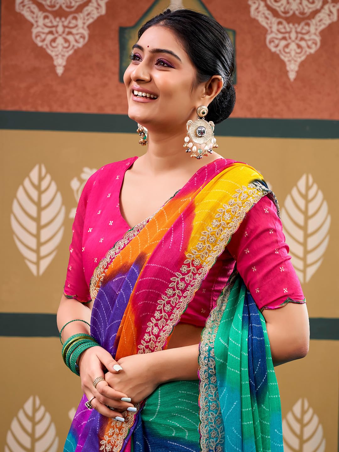 Multicolour Silk Checkered Saree
