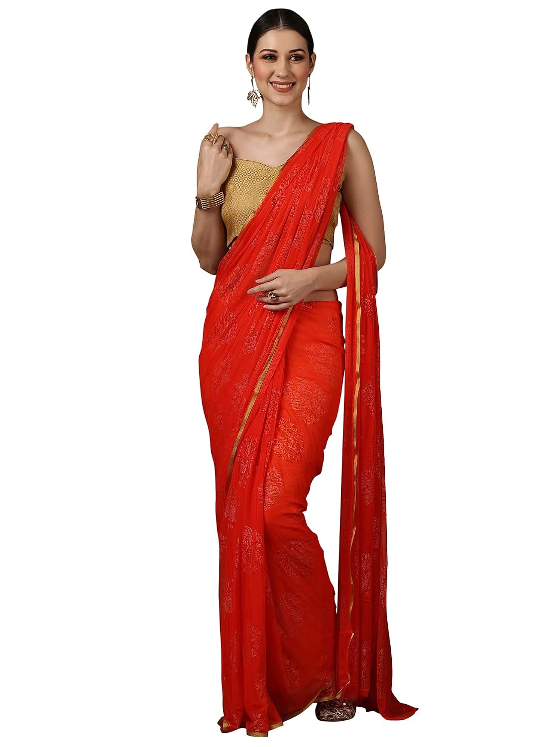 Red 2 Silk Blend Floral Saree - Pink 2
