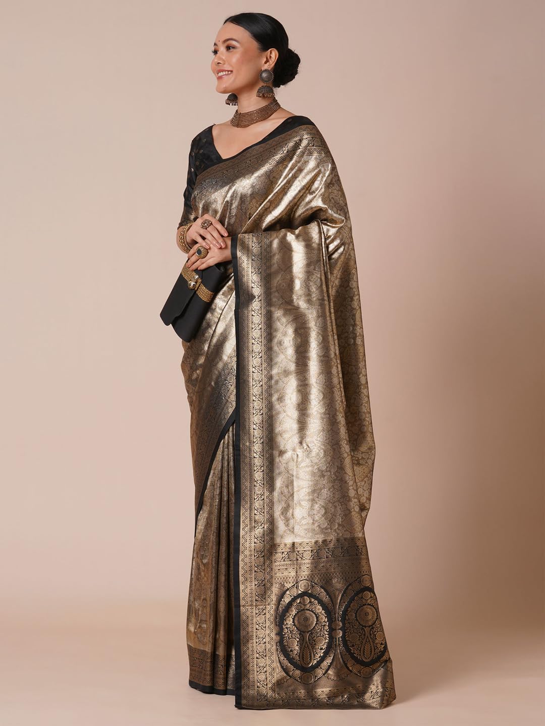 Olive Silk Stars Saree