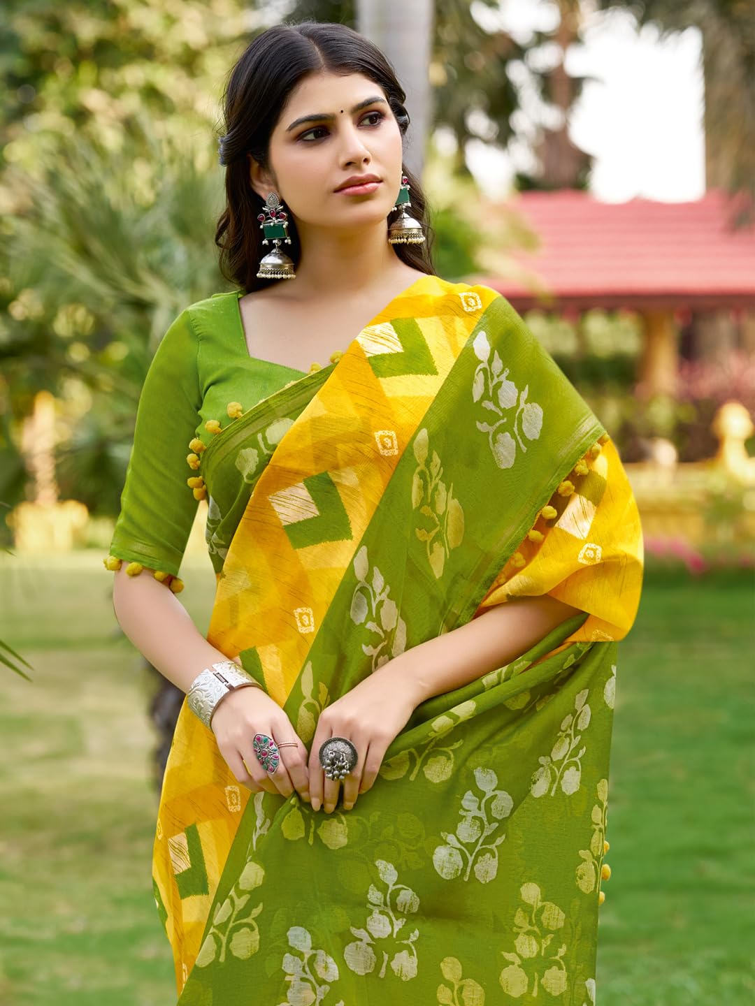 Yellow Cotton Paisley Saree