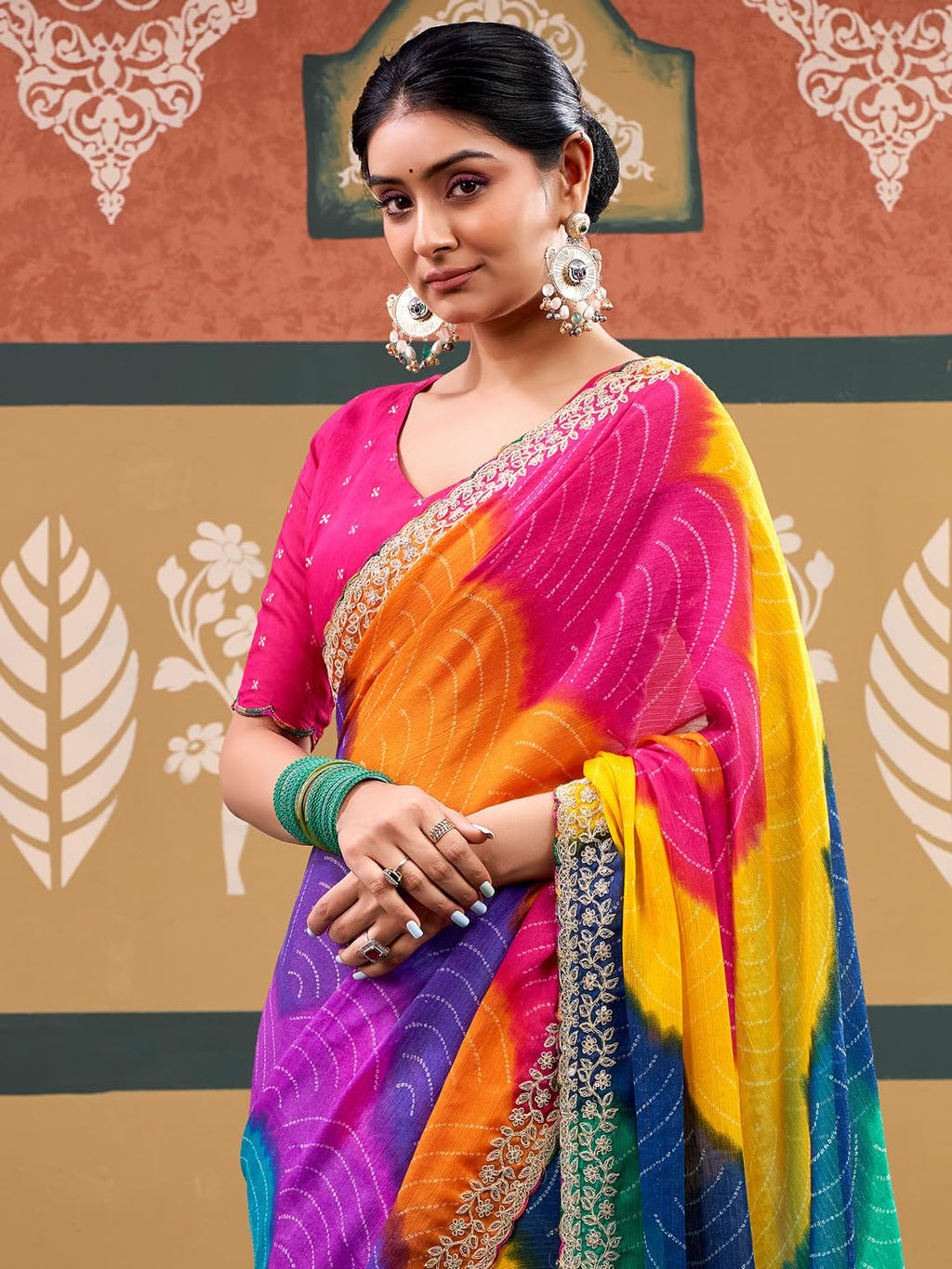 Multicolour Silk Checkered Saree