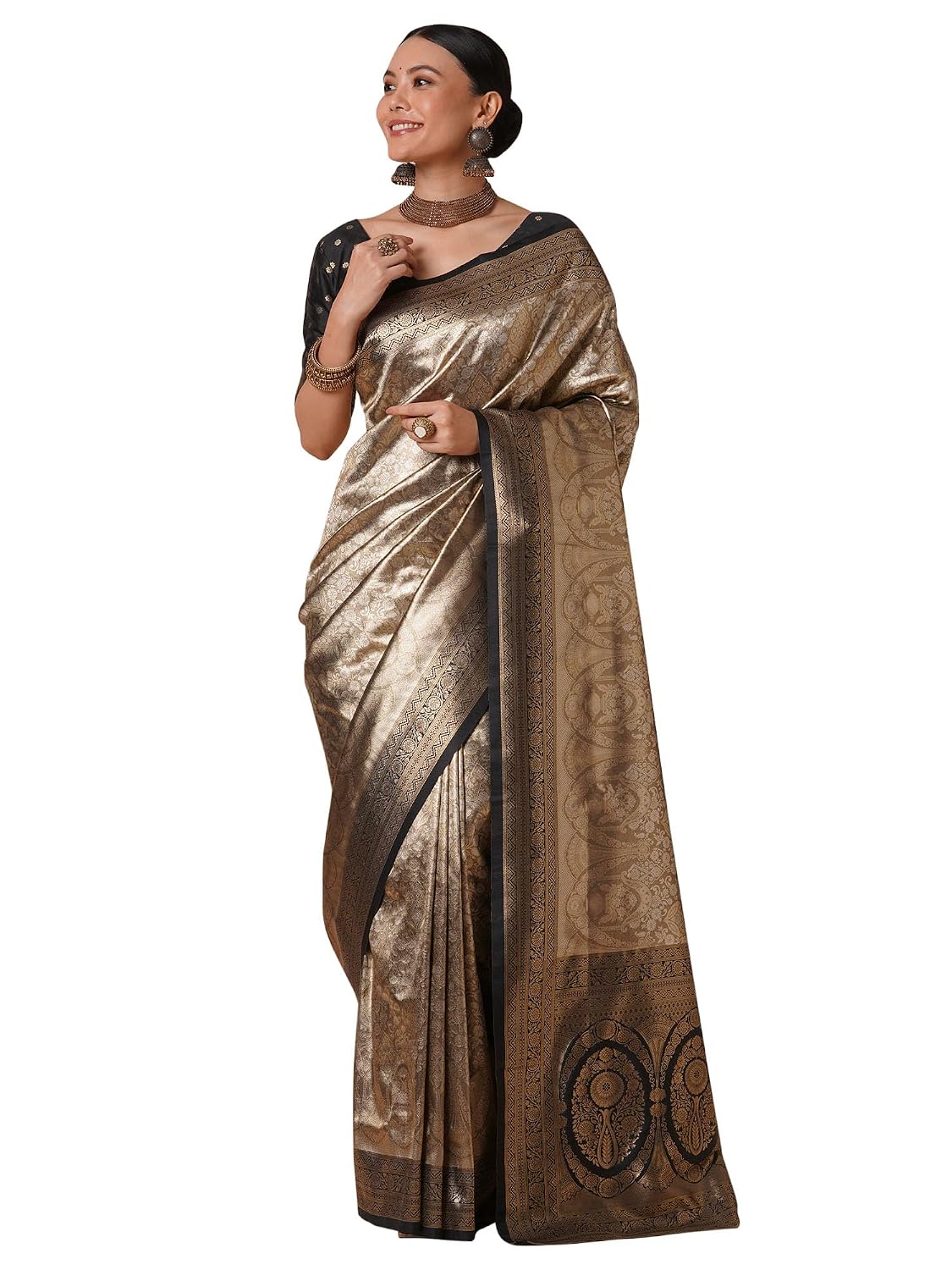 Olive Silk Stars Saree