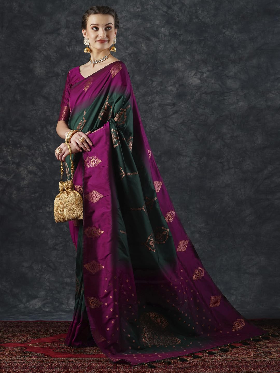Green Silk Checkered Saree