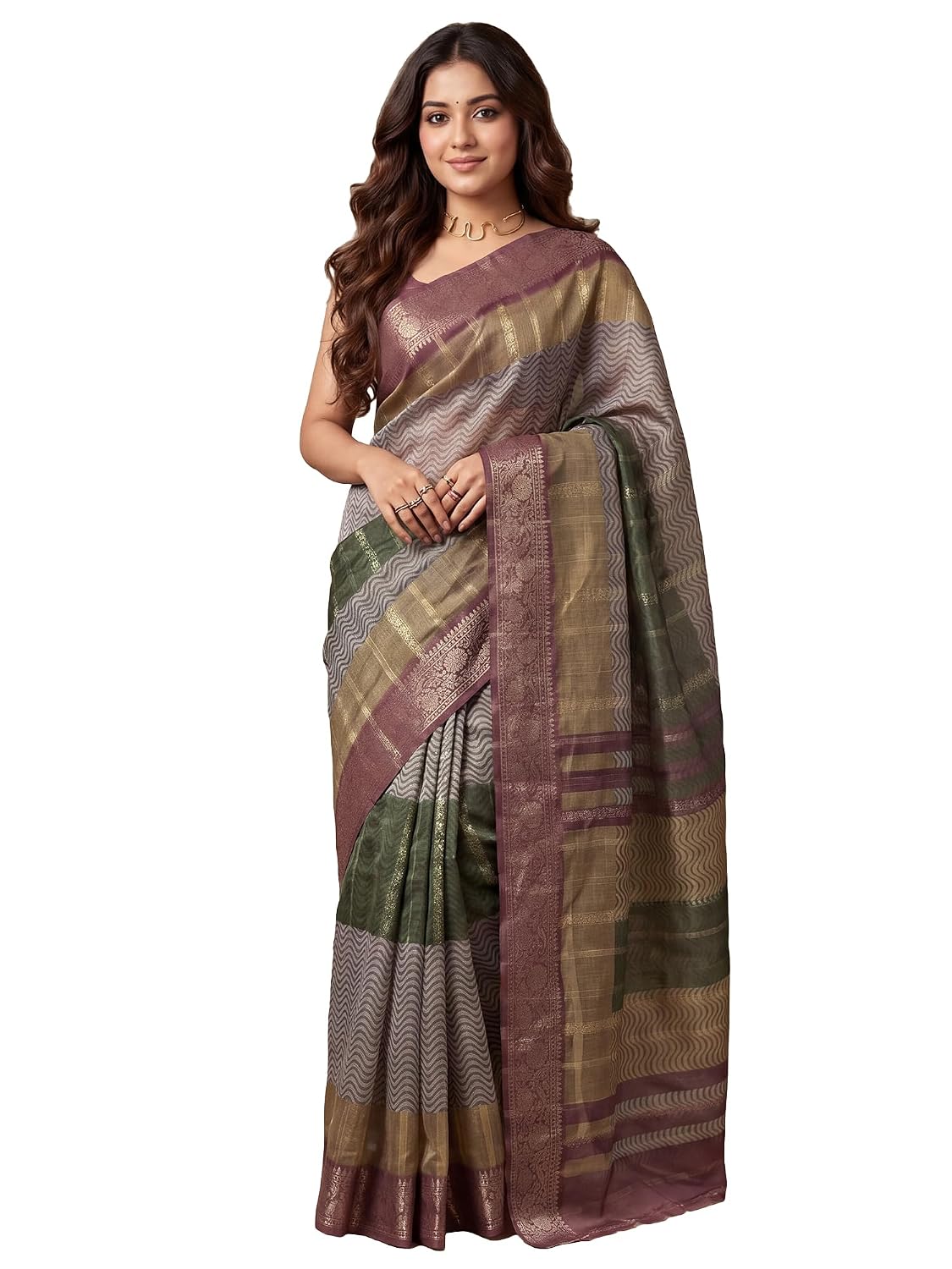 Multicolour Silk Checkered Saree