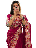 Pink Silk Floral Saree