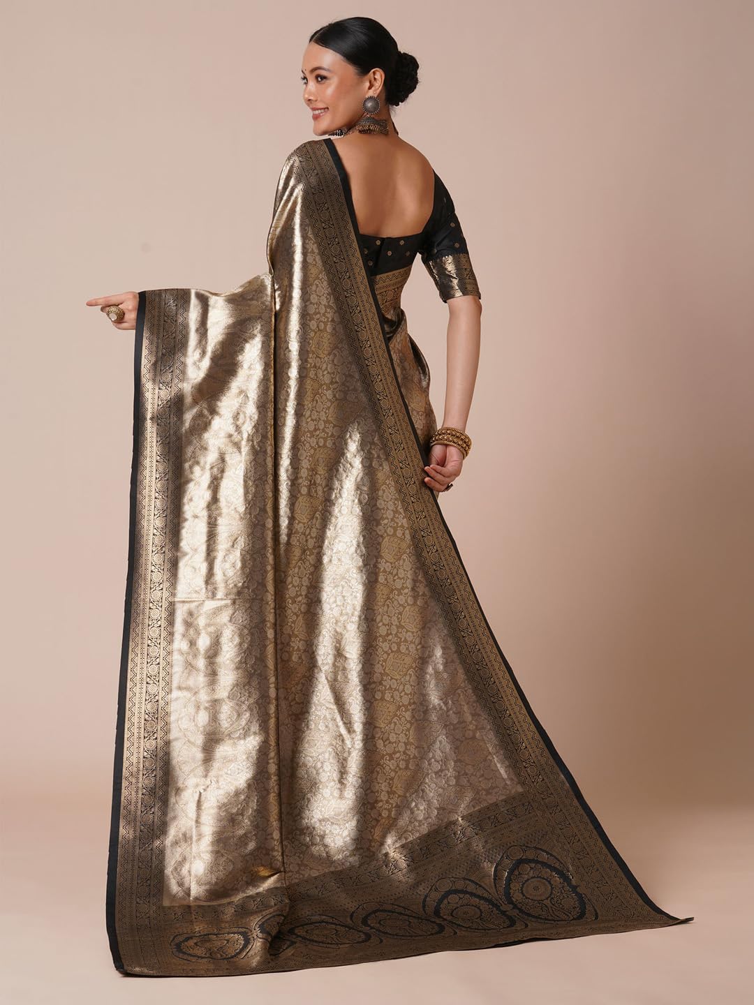 Olive Silk Stars Saree