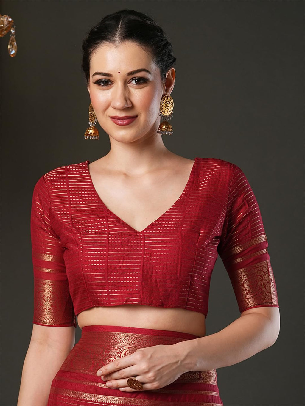Maroon Rayon Paisley Saree