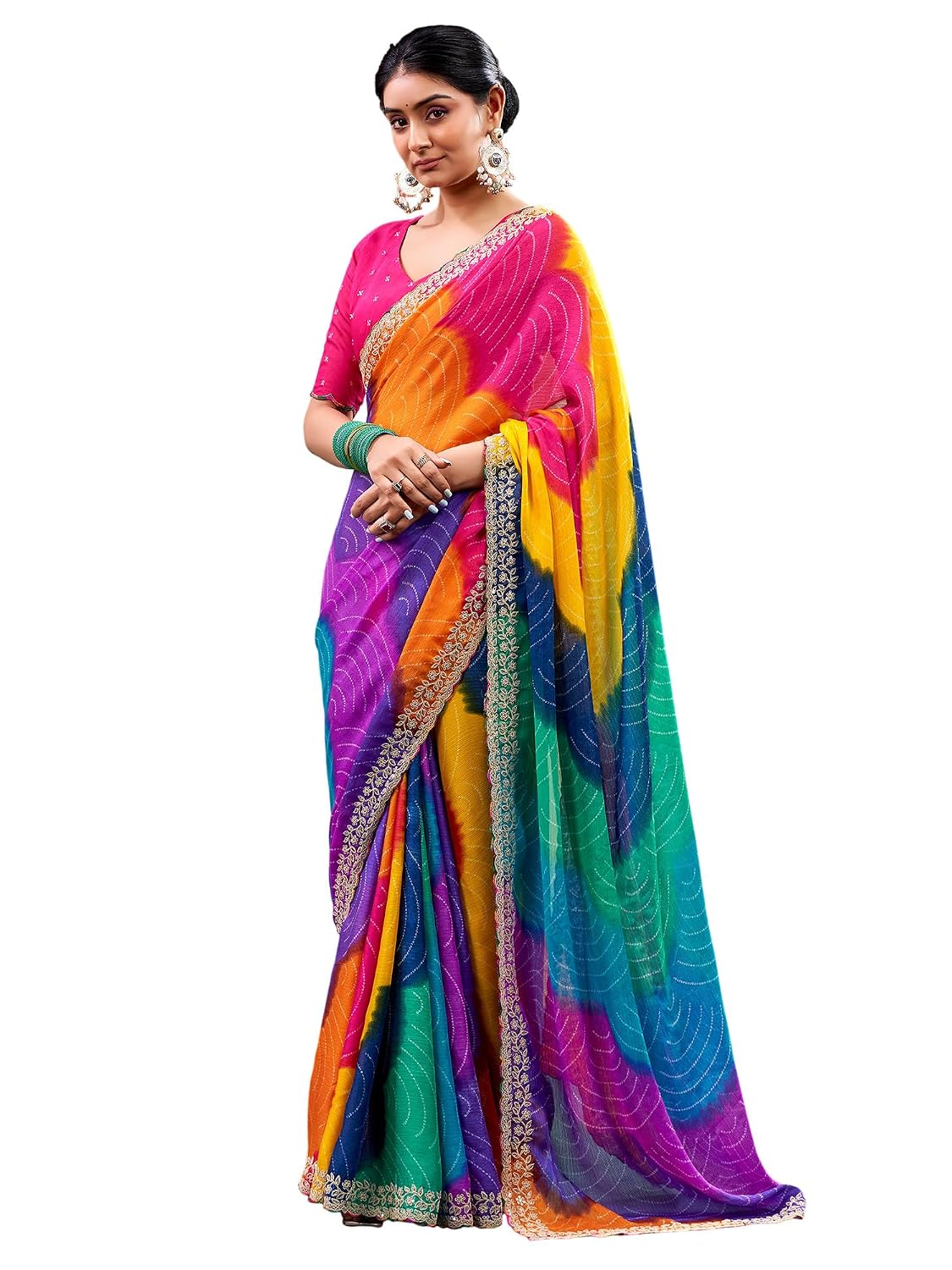 Multicolour Silk Checkered Saree