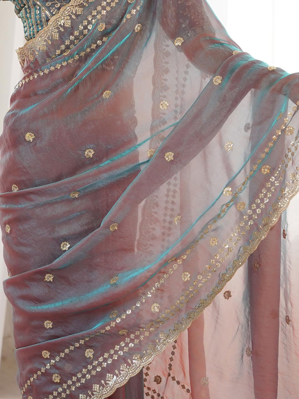 Mauve Silk Striped Saree