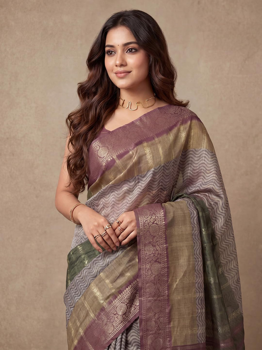 Multicolour Silk Checkered Saree