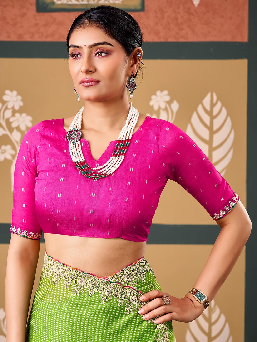 Cream Chiffon Striped Saree