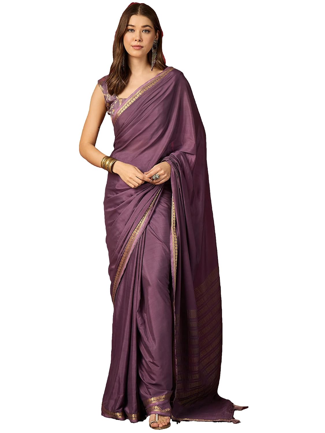 Pink Cotton Paisley Saree - Lavendar