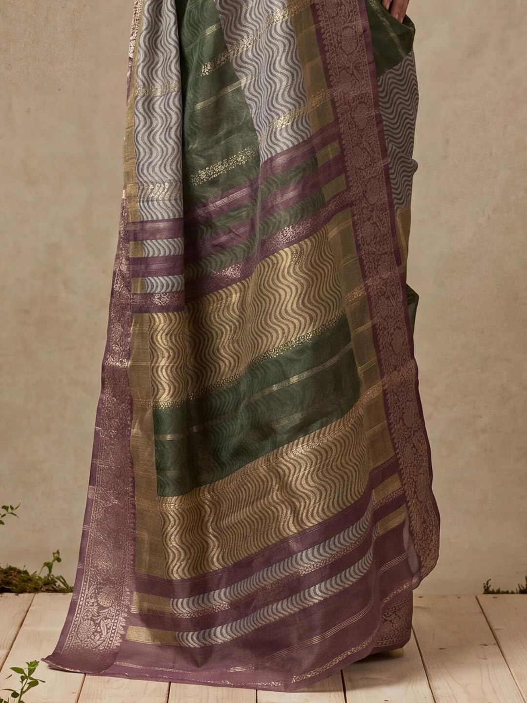 Multicolour Silk Checkered Saree