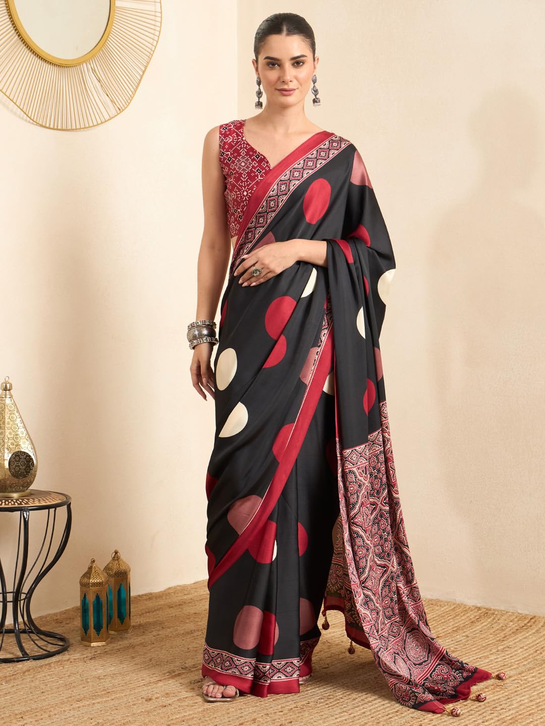 Black Silk Striped Saree