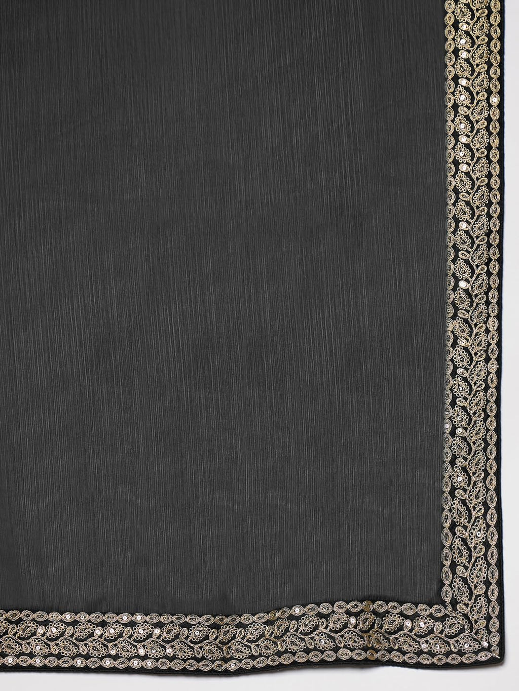 Black Satin Solid Saree