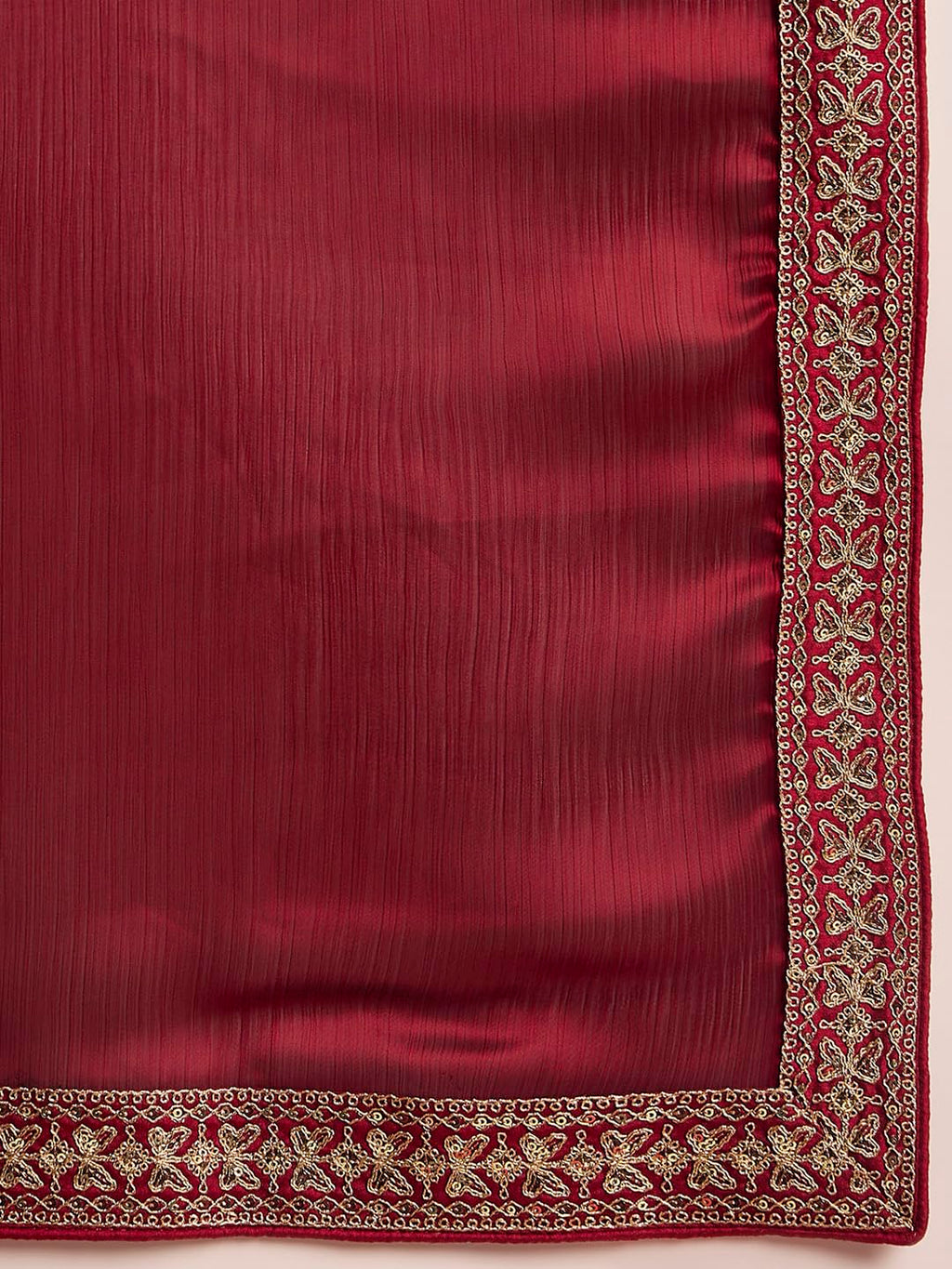 Maroon Silk Geometric Saree
