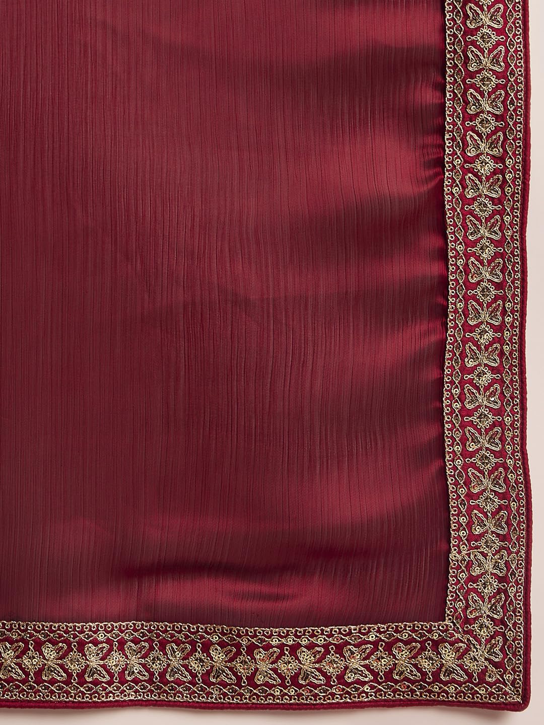 Maroon Silk Geometric Saree
