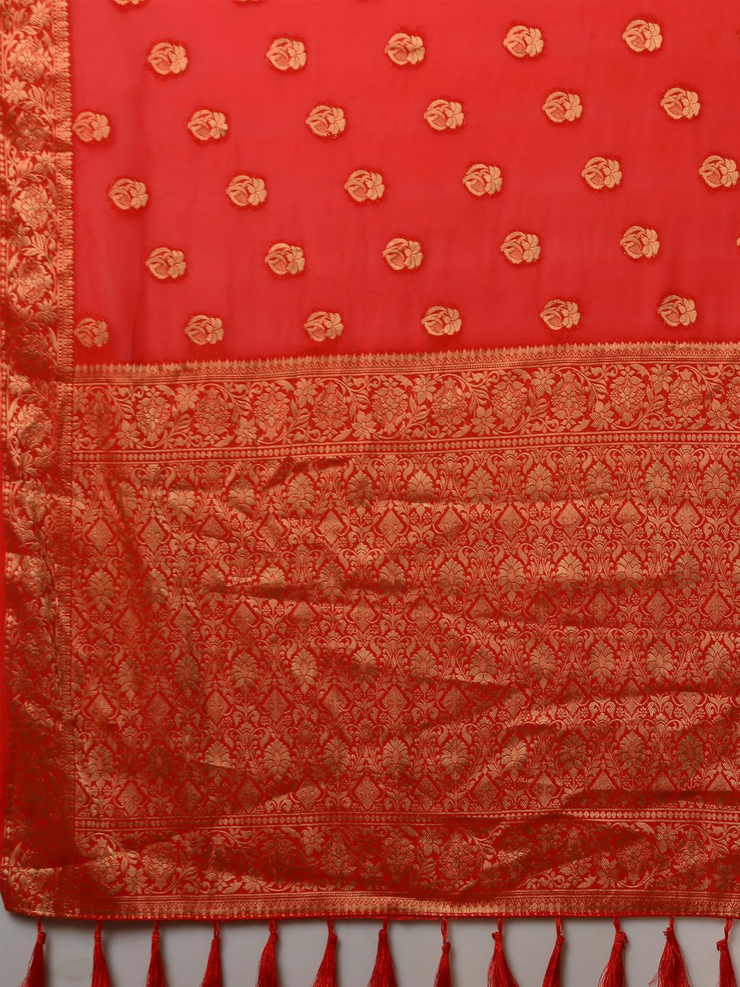 Red Georgette Ethnic Motif Saree