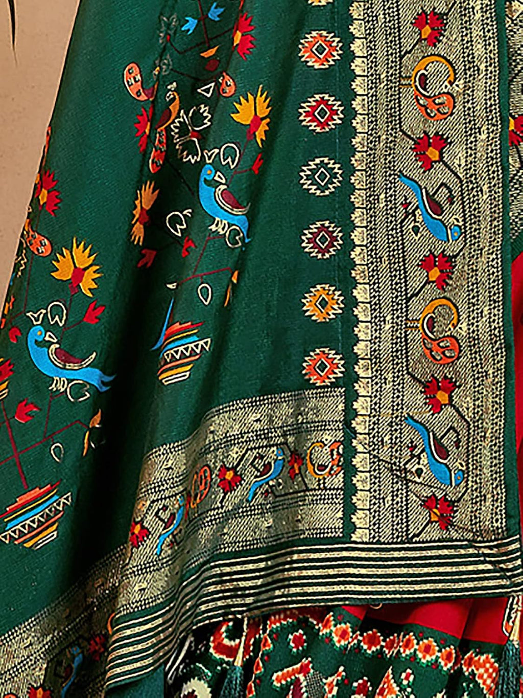 Red Banarasi Silk Peacock Saree