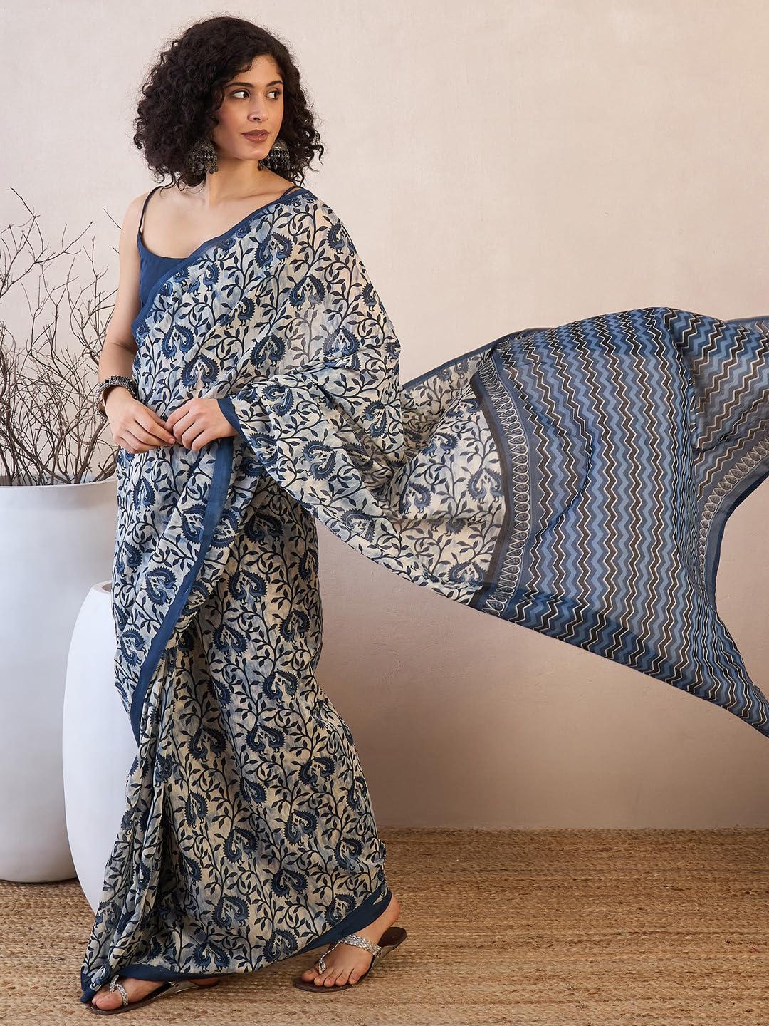 Off White Silk Abstract Saree