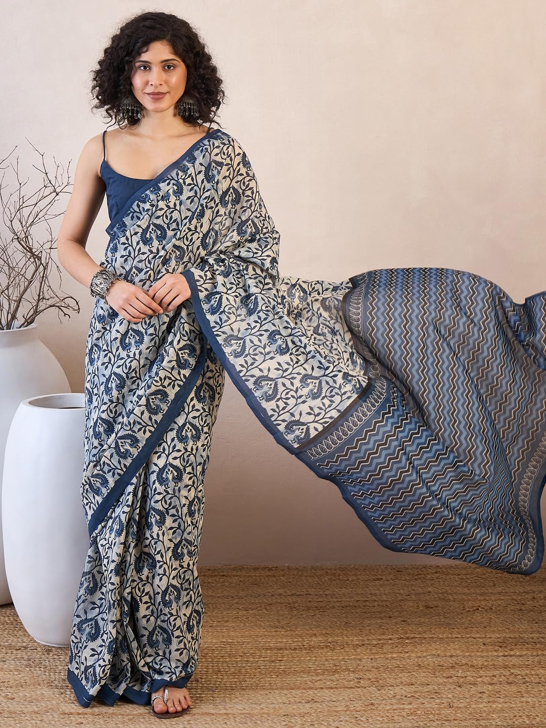 Off White Silk Abstract Saree