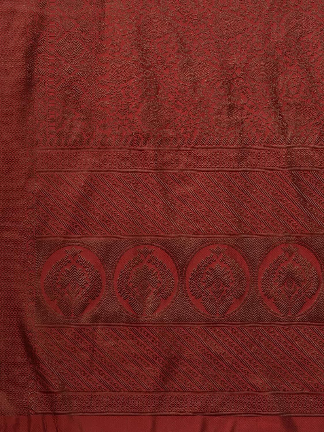 Maroon Banarasi Silk Ethnic Motif Saree
