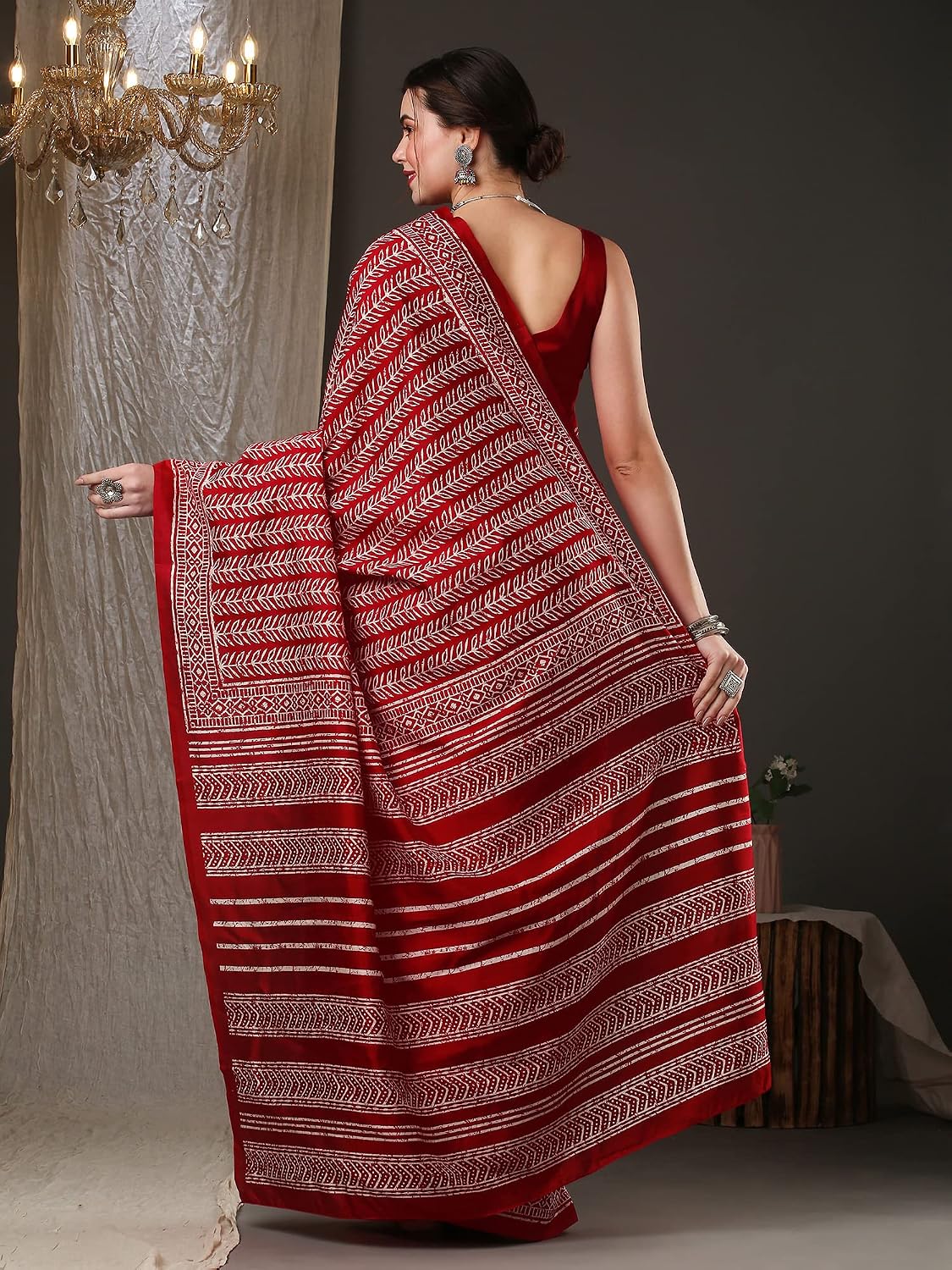 Red Bhagalpuri Silk Ethnic Motif Saree